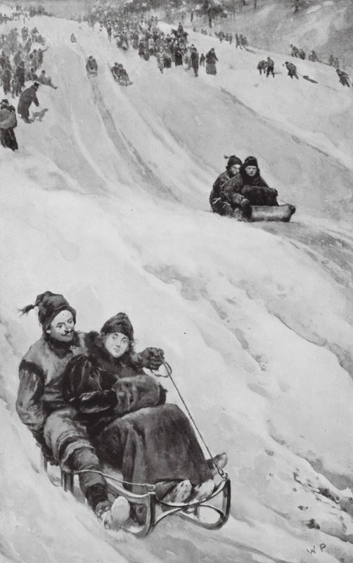 加拿大的雪橇斜坡（石版画） 作者 沃尔特·佩吉特