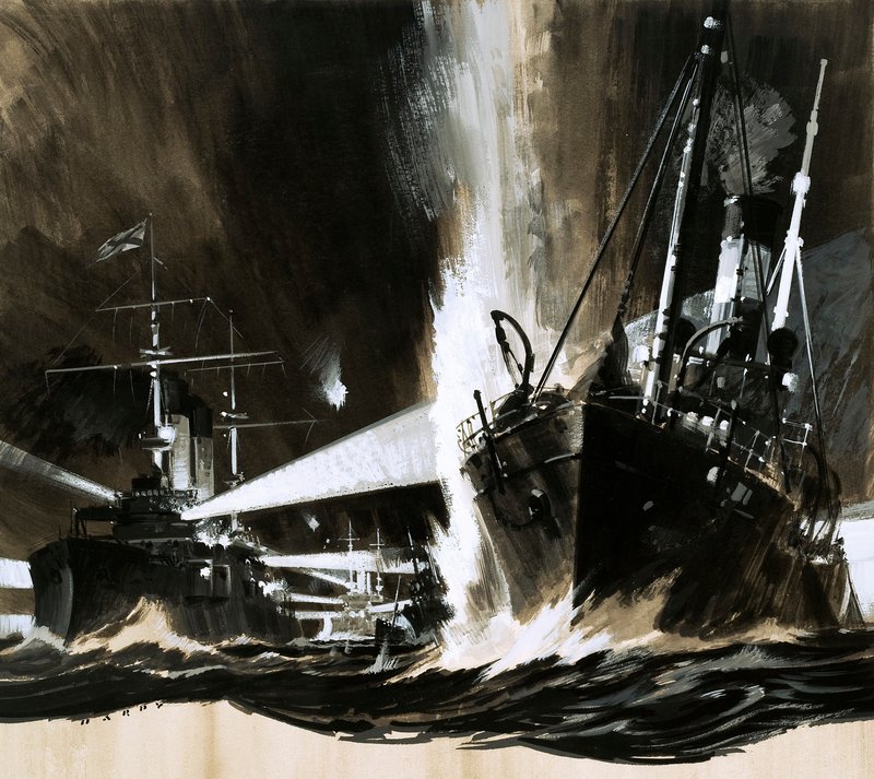 人与机器开始战斗的间谍》（水粉画，纸本） 作者 威尔夫（20世纪）哈代