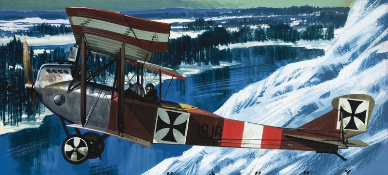 陶西格中尉乘坐的 Lohner B1 从 Przemyal 空运邮件 作者 威尔夫（20世纪）哈代
