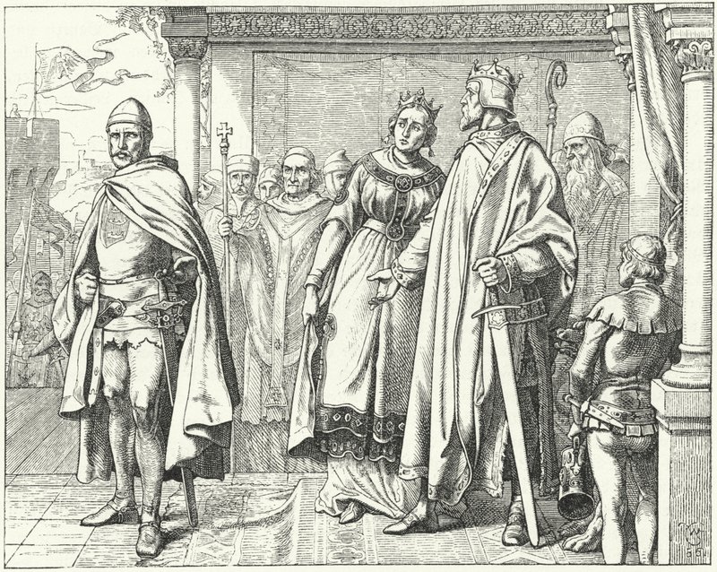 Ernest II, Duke of Swabia, before King Conrad II of Germany after rebelling against him 作者 威廉·坎普豪森
