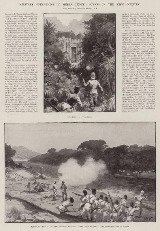 塞拉利昂的军事行动，基西族的场景 作者 威廉·巴恩斯（William Barnes）羊毛