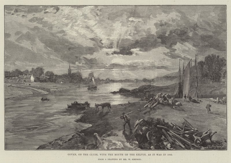 克莱德的Govan，与开尔文之口一样，与1842年一样 作者 威廉·克里米亚·辛普森