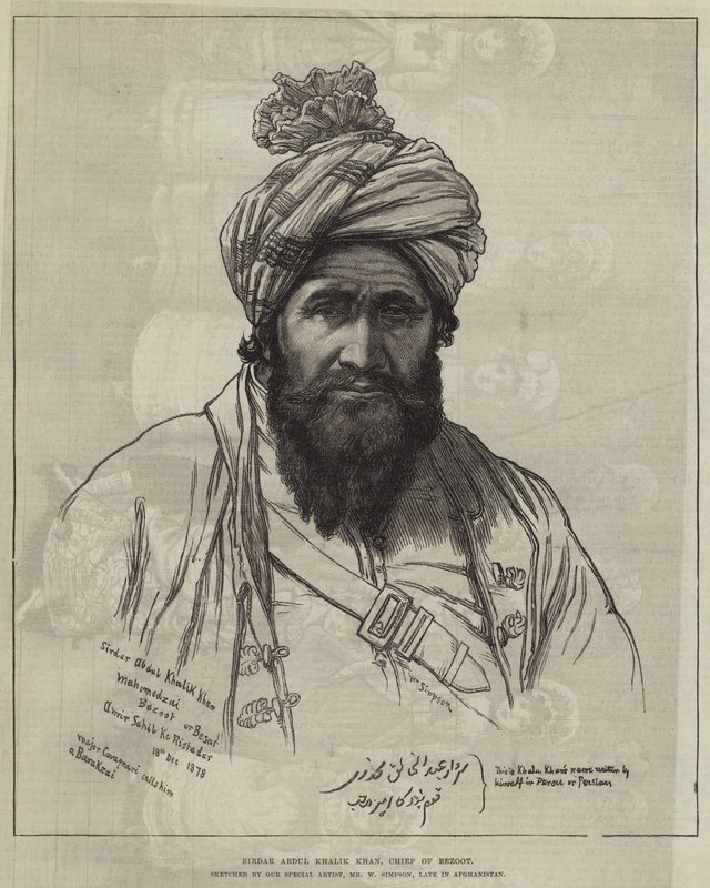 Bezoot酋长Sirdar Abdul Khalik Khan 作者 威廉·克里米亚·辛普森