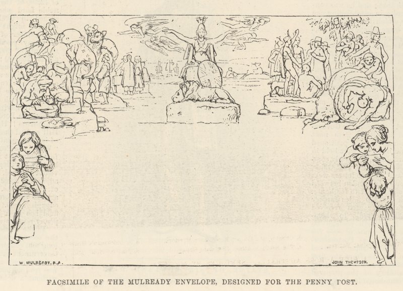 为Penny Post设计的Mulready Envelope的传真 作者 威廉·穆雷迪（William Mulready）
