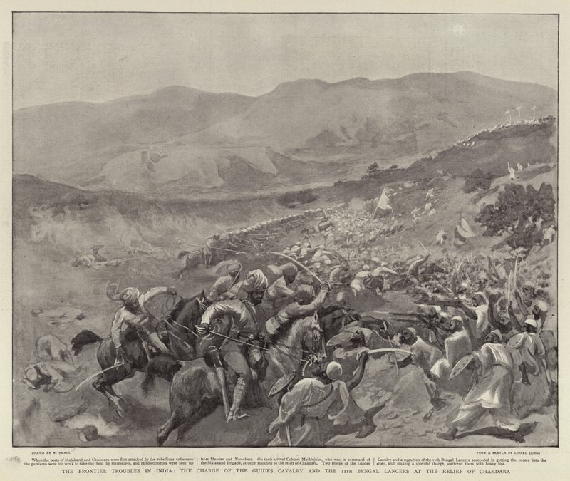 1897年8月印度的边境问题，指导骑兵的冲锋和第11届孟加拉枪骑兵在查克达拉的救济中 作者 威廉·斯莫特