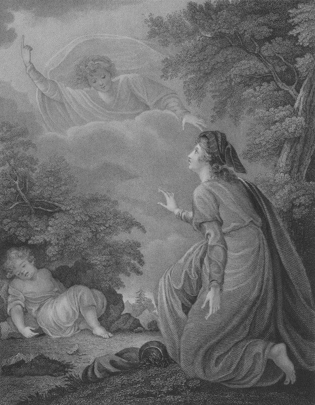 Hagar and Ishmael, Genesis 21, Verse 15-22 (engraving) 作者 威廉（后）亚陶