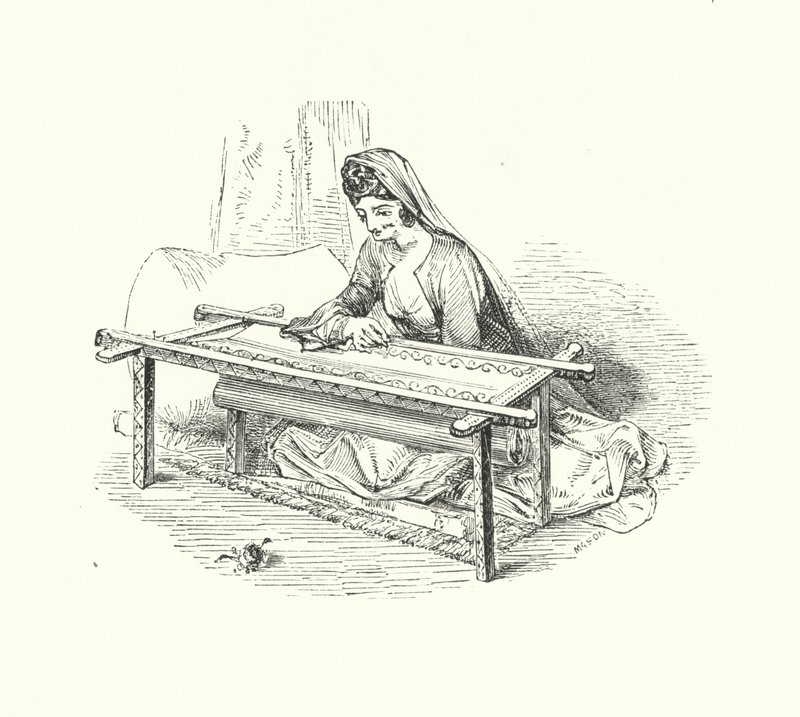 Lady embroidering (engraving) 作者 威廉（后）哈维