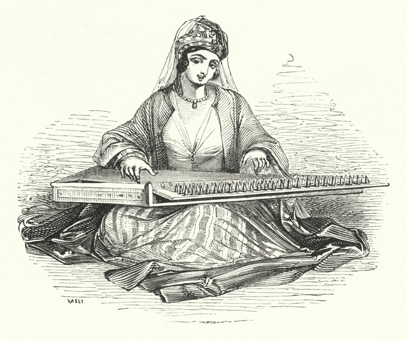 Lady playing on the Kanoon (engraving) 作者 威廉（后）哈维