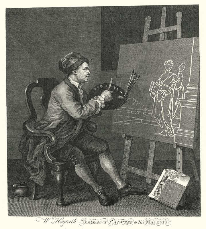 Self-portrait of English artist William Hogarth (engraving) 作者 威廉（继）霍加斯