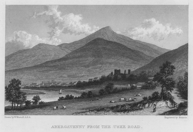 Abergavenny from the Uske Road (engraving) 作者 威廉（继）韦斯托尔