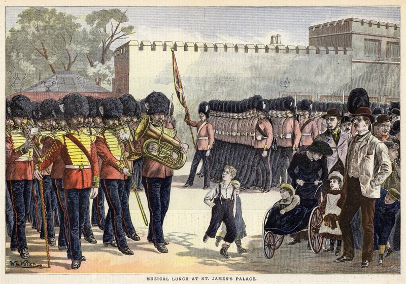 Musical lunch at St Jamess Palace, London (colour litho) 作者 威廉·巴恩斯（之后）想要