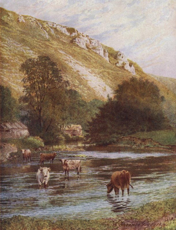 On the Wye, Upper Dale Farm, Monsal Dale (colour litho) 作者 威廉·比斯科姆·加德纳