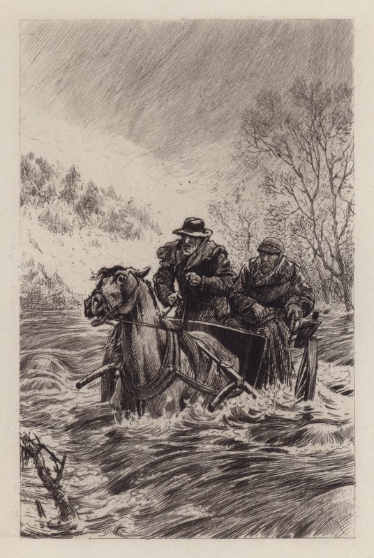 Through the Flood (engraving) 作者 威廉·布拉西 (后) 霍尔