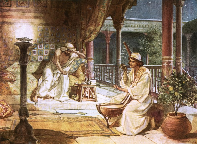 David playing on the harp before Saul 作者 威廉·布拉西·霍尔