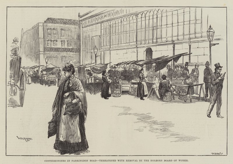 在Farringdon Road的Costermongers受到Holborn Board of Works的驱逐威胁 作者 威廉·道格拉斯·杏仁