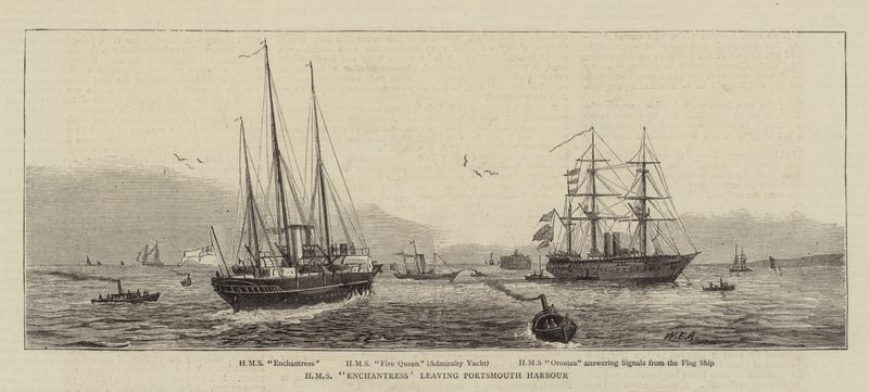 HMS Enchantress离开朴茨茅斯港 作者 威廉·爱德华·阿特金斯