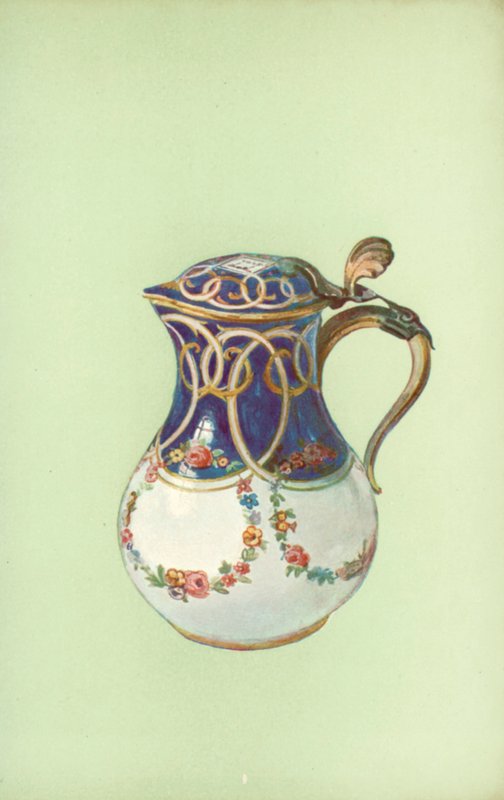 Jug, Sevres, 宝蓝色 (彩色石版画) 作者 威廉·吉布