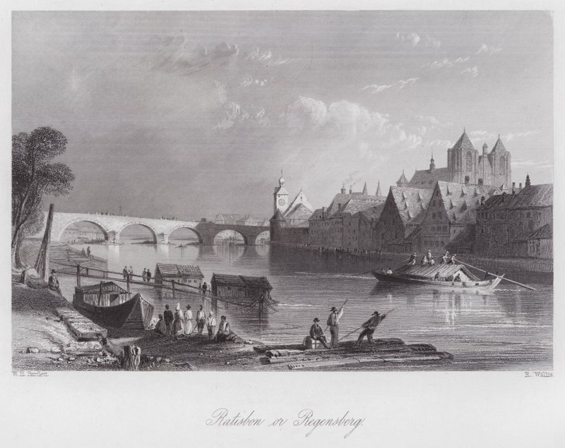 Ratisbon or Regensberg (engraving) 作者 威廉·H·巴特利特