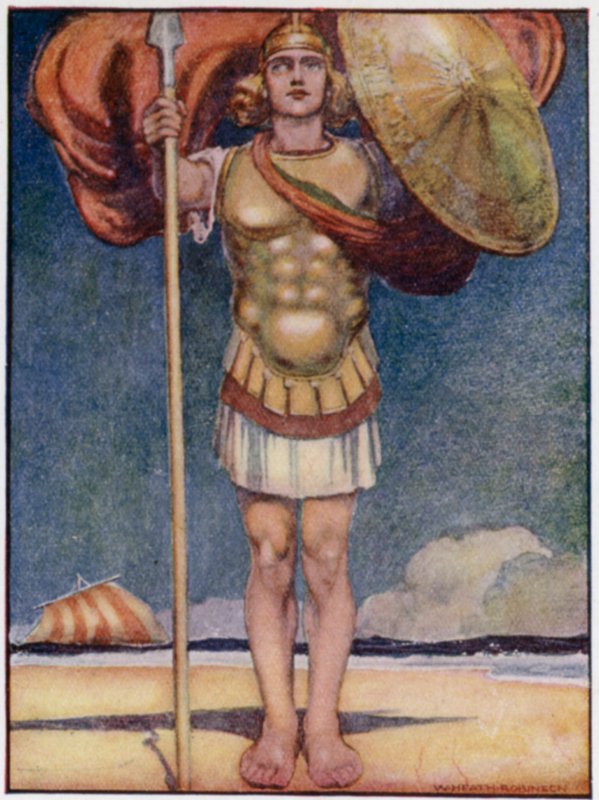 Achilles, fleetest of foot, and bravest of all Greek heroes (colour litho) 作者 威廉·希思·罗宾逊