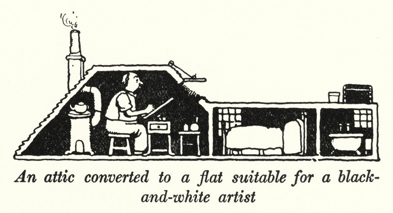 An attic converted to a flat suitable for a black-and-white artist (litho) 作者 威廉·希思·罗宾逊