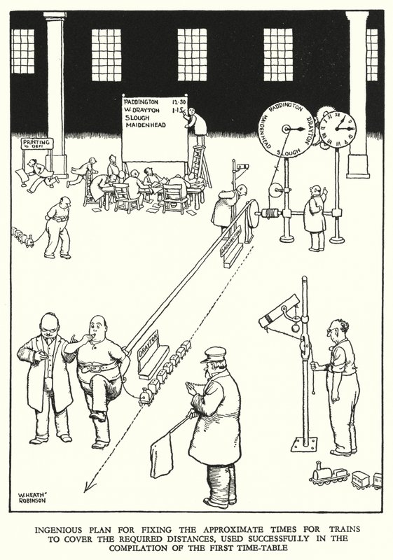 Illustration for Railway Ribaldry by W Heath Robinson (litho) 作者 威廉·希思·罗宾逊
