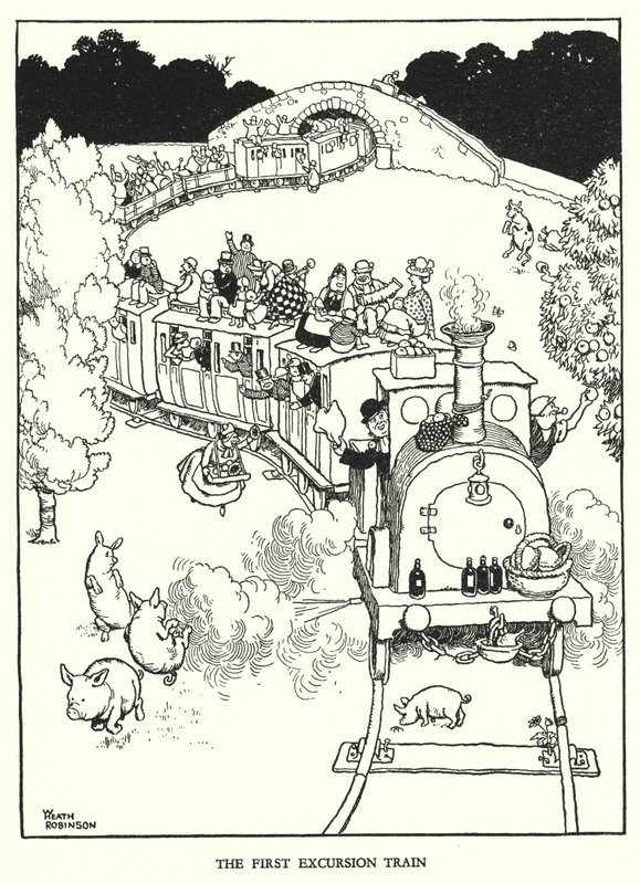 Illustration for Railway Ribaldry by W Heath Robinson (litho) 作者 威廉·希思·罗宾逊