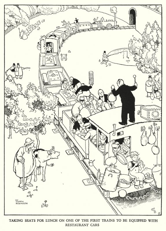 Illustration for Railway Ribaldry by W Heath Robinson (litho) 作者 威廉·希思·罗宾逊