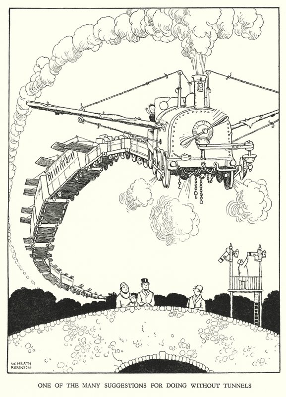 Illustration for Railway Ribaldry by W Heath Robinson (litho) 作者 威廉·希思·罗宾逊