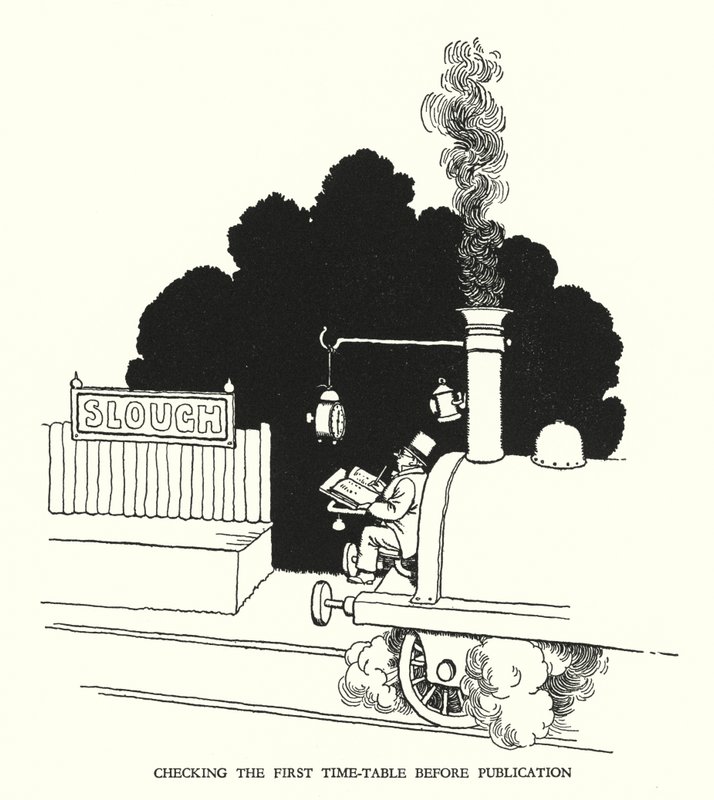 Illustration for Railway Ribaldry by W Heath Robinson (litho) 作者 威廉·希思·罗宾逊