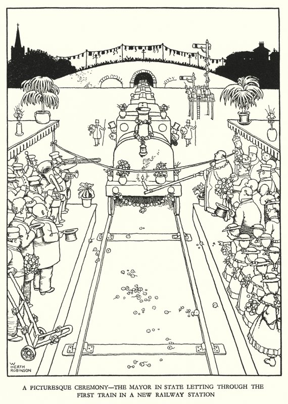 Illustration for Railway Ribaldry by W Heath Robinson (litho) 作者 威廉·希思·罗宾逊