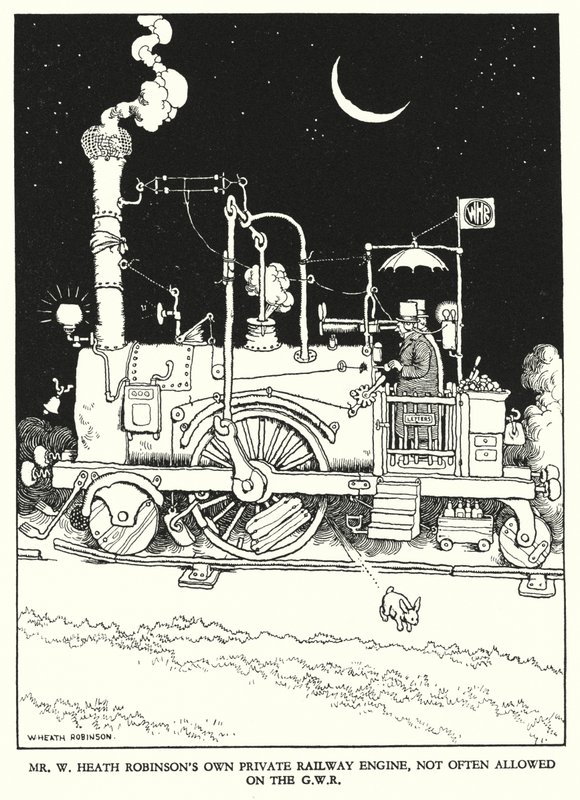 W Heath Robinson 为铁路 Ribaldry 绘制的插图（石版画） 作者 威廉·希思·罗宾逊
