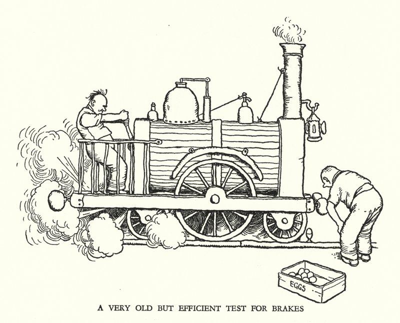 Illustration for Railway Ribaldry by W Heath Robinson (litho) 作者 威廉·希思·罗宾逊