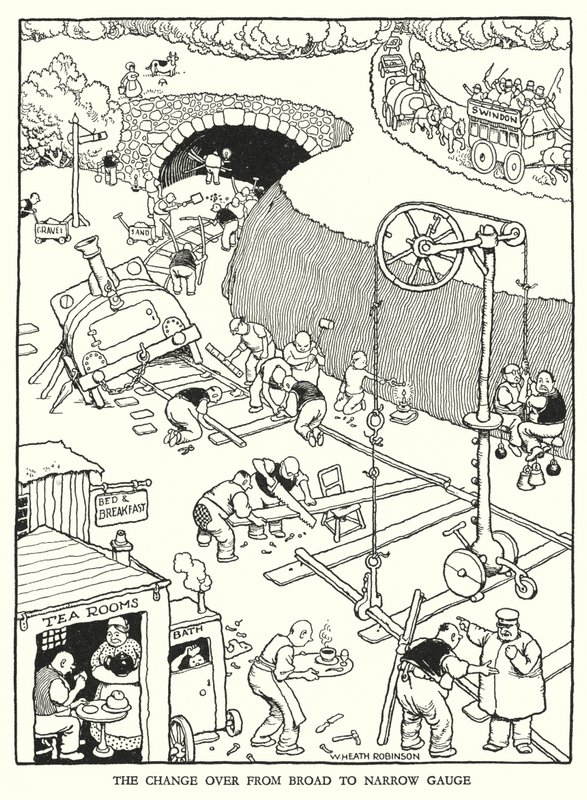W Heath Robinson 为铁路 Ribaldry 绘制的插图（石版画） 作者 威廉·希思·罗宾逊