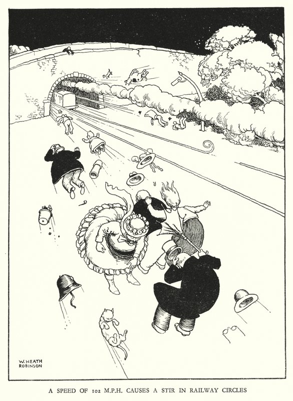 W Heath Robinson 为铁路 Ribaldry 绘制的插图（石版画） 作者 威廉·希思·罗宾逊
