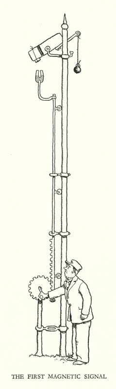 罗宾逊（W Heath Robinson）为《铁道兵》绘制的插图（平版）。 作者 威廉·希思·罗宾逊