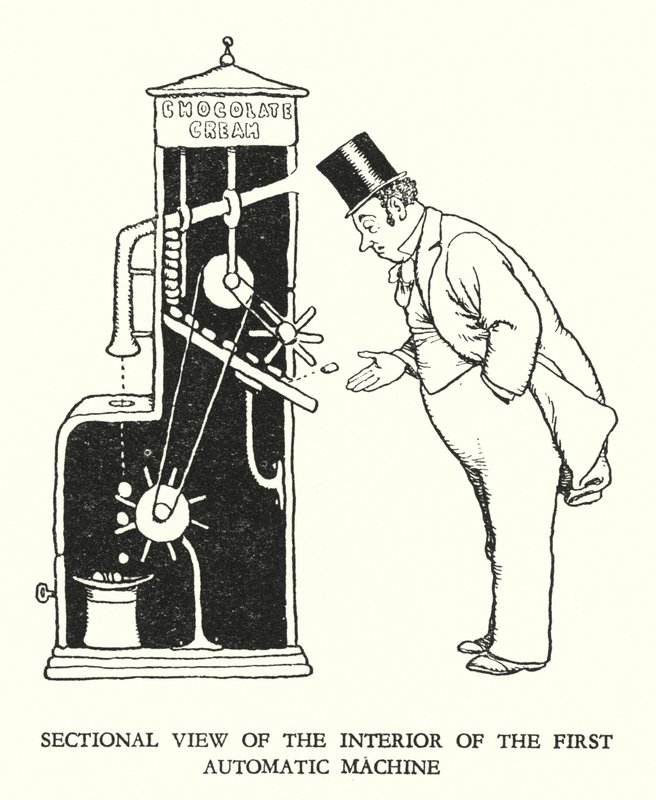 罗宾逊（W Heath Robinson）为《铁道兵》绘制的插图（平版）。 作者 威廉·希思·罗宾逊