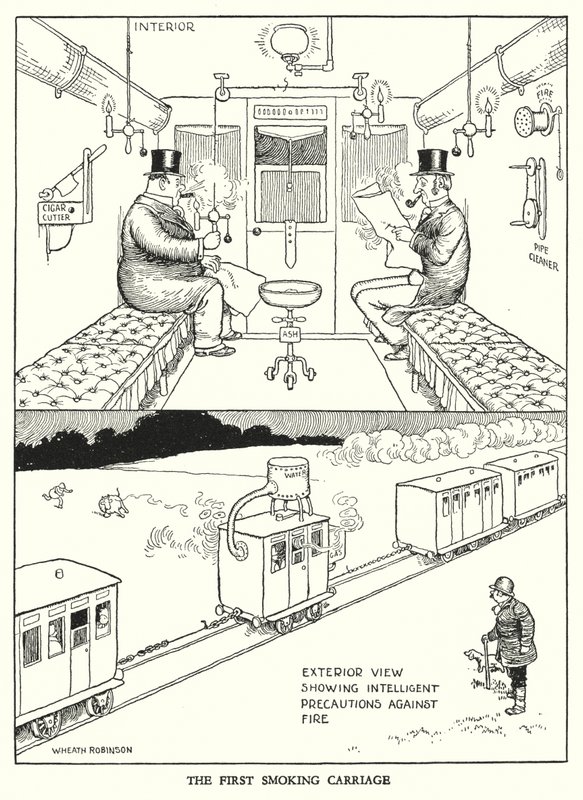 罗宾逊（W Heath Robinson）为《铁道兵》绘制的插图（平版）。 作者 威廉·希思·罗宾逊
