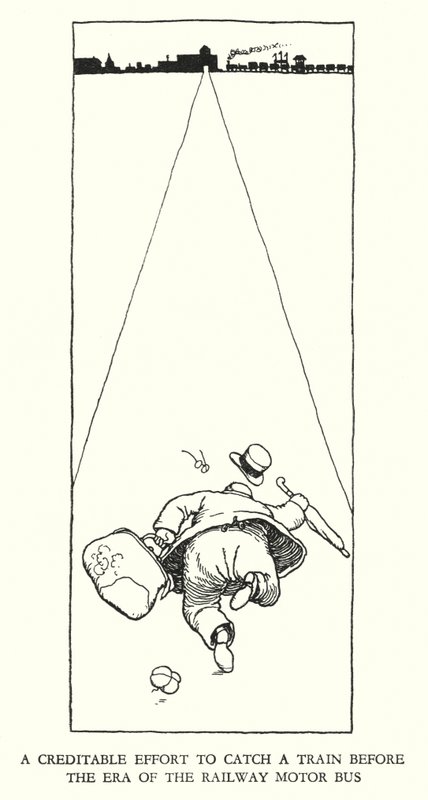 罗宾逊（W Heath Robinson）为《铁道兵》绘制的插图（平版）。 作者 威廉·希思·罗宾逊