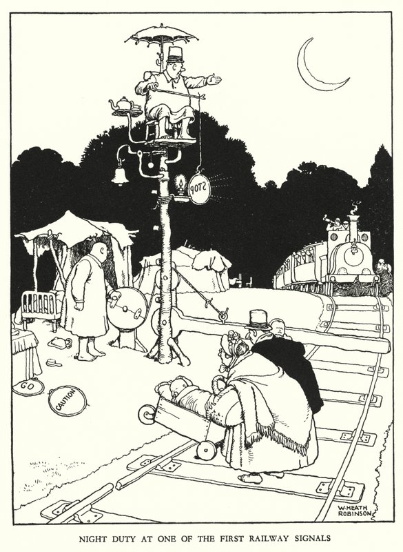 W Heath Robinson 的铁路 Ribaldry 插图（石版画） 作者 威廉·希思·罗宾逊