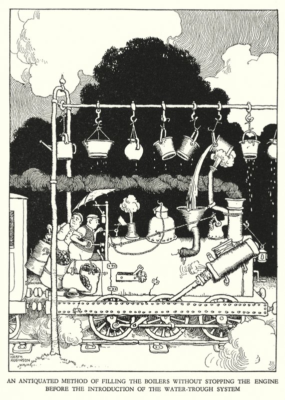 W Heath Robinson 的铁路 Ribaldry 插图（石版画） 作者 威廉·希思·罗宾逊