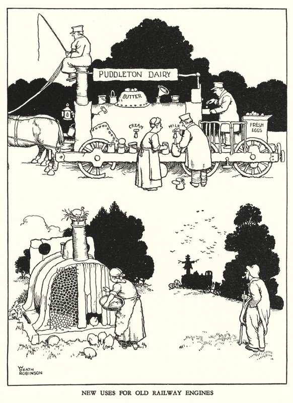 W Heath Robinson 的铁路 Ribaldry 插图（石版画） 作者 威廉·希思·罗宾逊