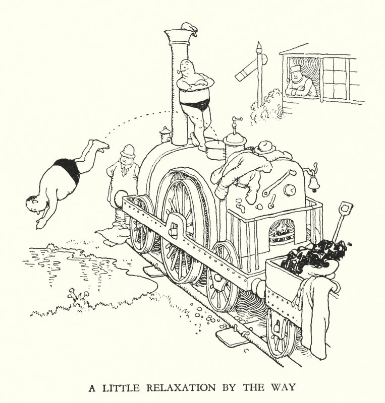 W Heath Robinson 的铁路 Ribaldry 插图（石版画） 作者 威廉·希思·罗宾逊