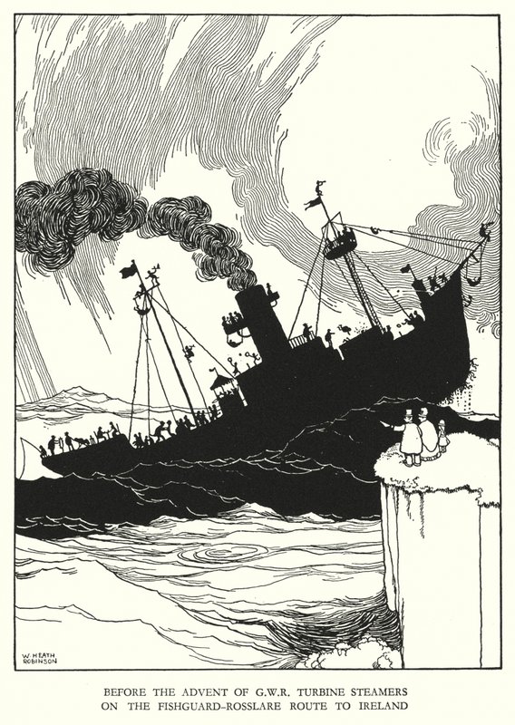 W Heath Robinson 的铁路 Ribaldry 插图（石版画） 作者 威廉·希思·罗宾逊