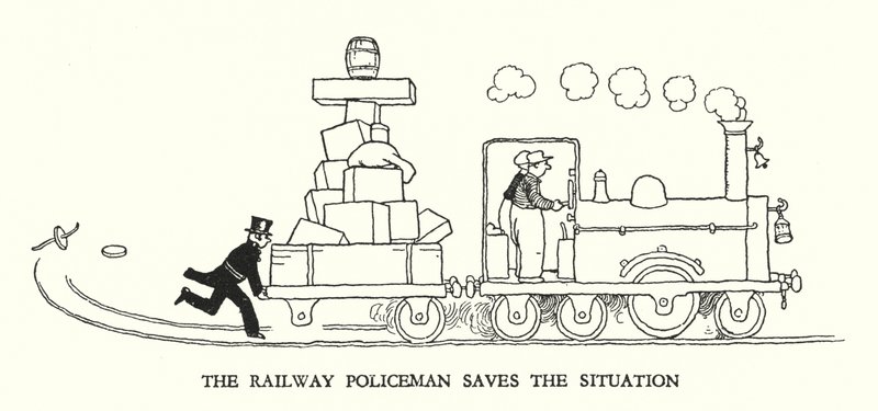 W Heath Robinson 为铁路 Ribaldry 绘制的插图（石版画） 作者 威廉·希思·罗宾逊