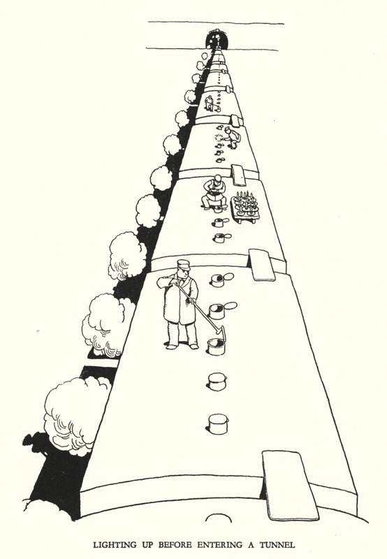 W Heath Robinson 为铁路 Ribaldry 绘制的插图（石版画） 作者 威廉·希思·罗宾逊