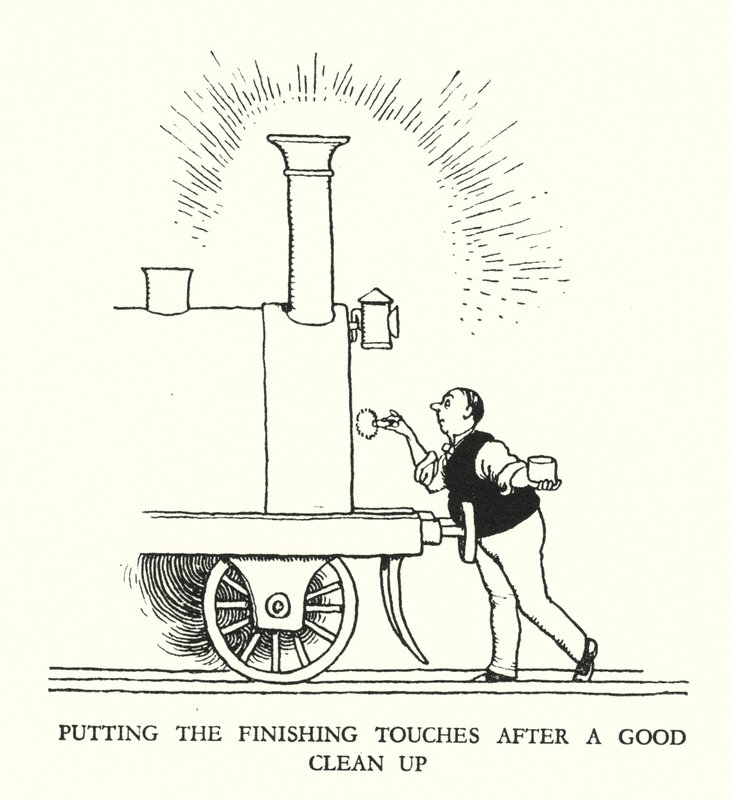 Illustration for Railway Ribaldry by W Heath Robinson (litho) 作者 威廉·希思·罗宾逊