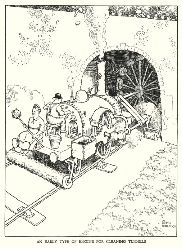 Illustration for Railway Ribaldry by W Heath Robinson (litho) 作者 威廉·希思·罗宾逊