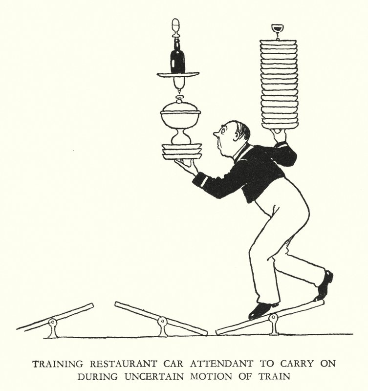Illustration for Railway Ribaldry by W Heath Robinson (litho) 作者 威廉·希思·罗宾逊