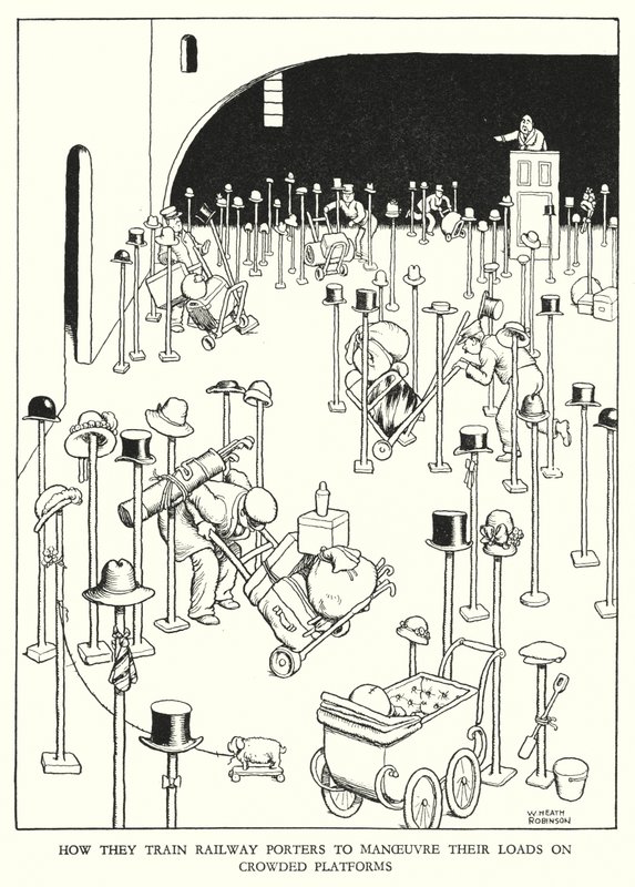 Illustration for Railway Ribaldry by W Heath Robinson (litho) 作者 威廉·希思·罗宾逊