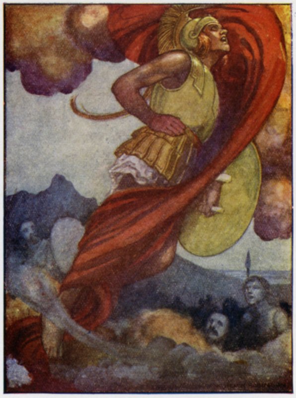 火星如雷云，从天而降，直冲奥林匹斯山（彩色石版画） 作者 威廉·希思·罗宾逊